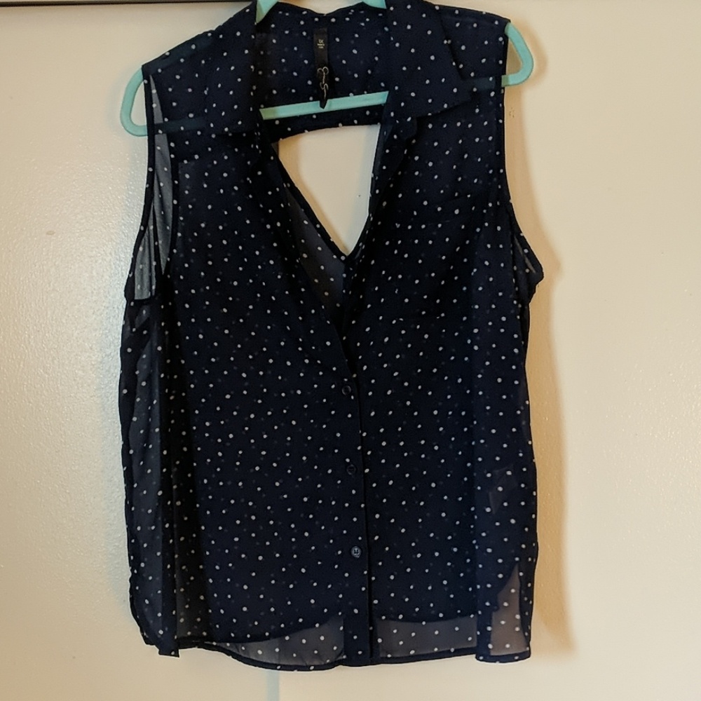 Navy polka dot shirt